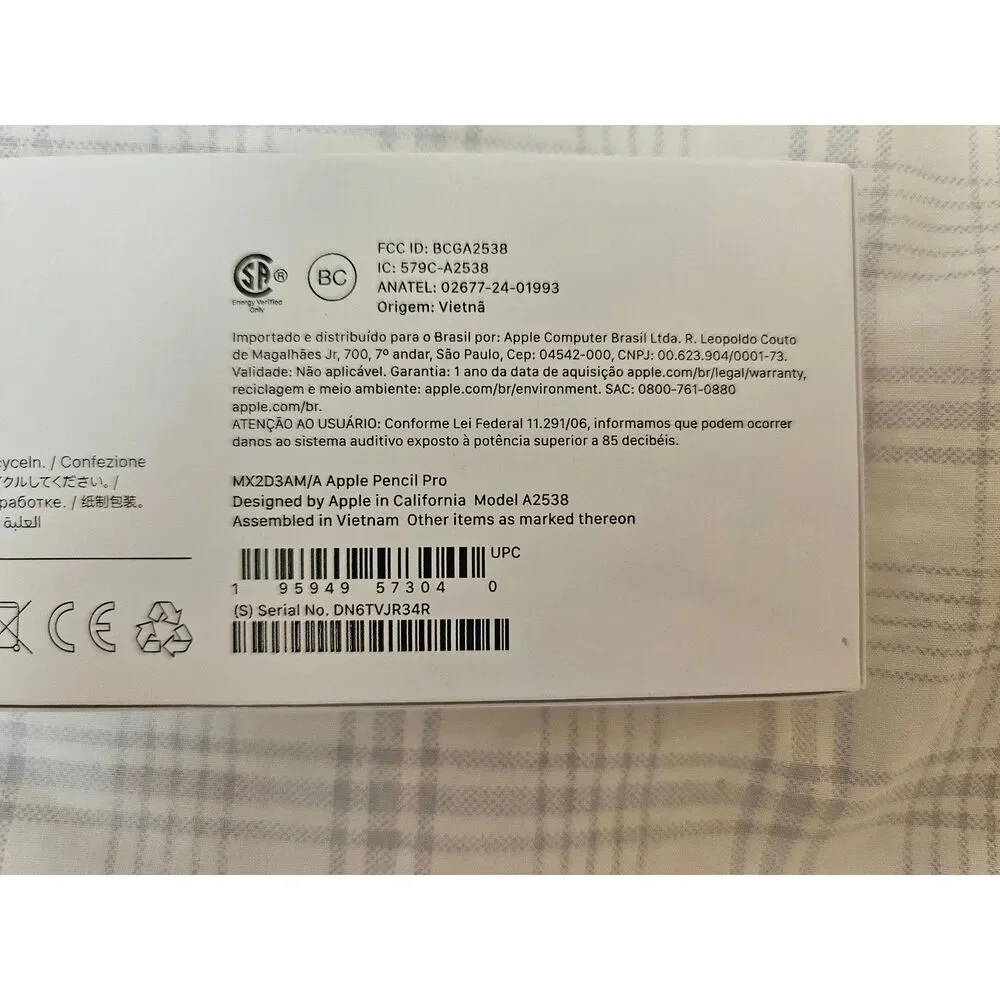 Apple Pencil Pro, White MX2D3AM/A NEW